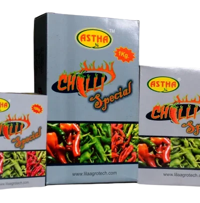 Astha Chilli Special is a specially formulated micronutrient fertilizer for chilli plants and other chilli types plants like capsicum, bell pepper, etc. It contains a blend of essential nutrients, including zinc, boron, magnesium, and calcium, in specific proportions. These nutrients play a vital role in the growth and development of chilli plants, and they are essential for producing high yields and high-quality chilli peppers. Astha Chilli Special can be used to improve the overall health and vigor of chilli plants, as well as to correct nutrient deficiencies. It is especially beneficial for use on young plants, as it helps to promote strong root development and vigorous growth. Astha Chilli Special can also be used on mature plants to improve yields and quality. To use Astha Chilli Special, simply mix 2 gm to 4 gm of fertilizer with 1 liter of water and spray the leaves of your chilli plants. Apply once a month during the growing season. Benefits of using Astha Chilli Special: Improves overall growth and development of chilli plants and other chilli types plants Promotes strong root development and vigorous growth Corrects nutrient deficiencies Improves yields and quality of chilli peppers Easy to apply Instructions for use: Mix 2 gm to 4 gm of Astha Chilli Special with 1 liter of water. Spray the leaves of your chilli plants once a month during the growing season. Storage: Store in a cool, dry place away from direct sunlight. Guarantee: Astha Chilli Special is backed by a 100% satisfaction guarantee. If you are not completely satisfied with the results, simply return the product for a full refund. Order your Astha Chilli Special today and see the difference!